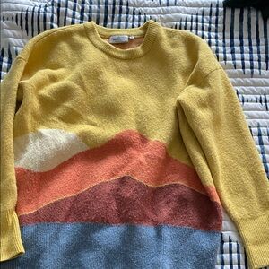Passenger Yellow Colorblock Mountain Crewneck Sweater